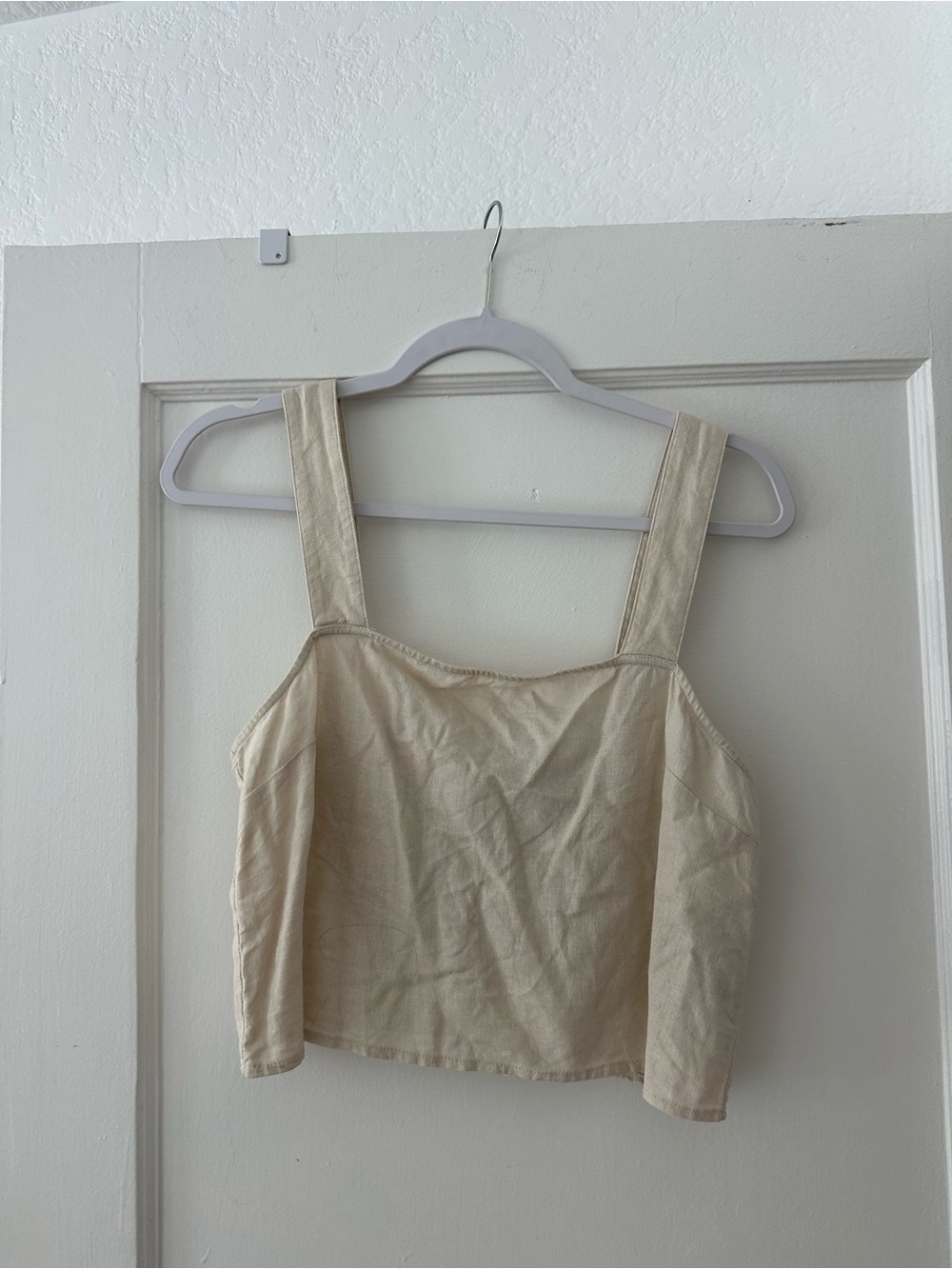 Beige Linen Crop
